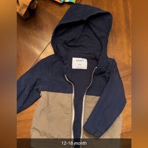 Old Navy Blue and Tan Hooded Jacket